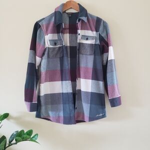 Eddie Bauer Fleece Button Down Checkered Long Sleeve Shirt - XS